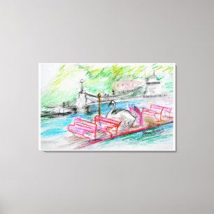 Toile Boston Swan Boat Sketch