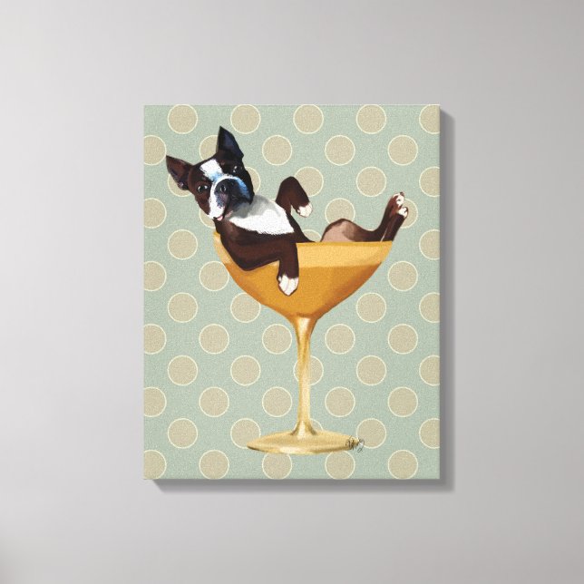 Toile Boston Terrier en verre à cocktail (Recto)