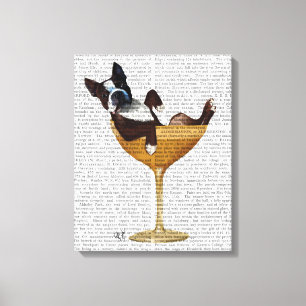 Toile Boston Terrier en verre à cocktail