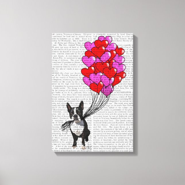Toile Boston Terrier Et Ballons (Recto)
