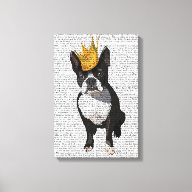 Toile Boston Terrier Et Crown (Recto)