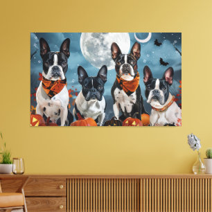 Toile Boston terrier Halloween Épouvantable