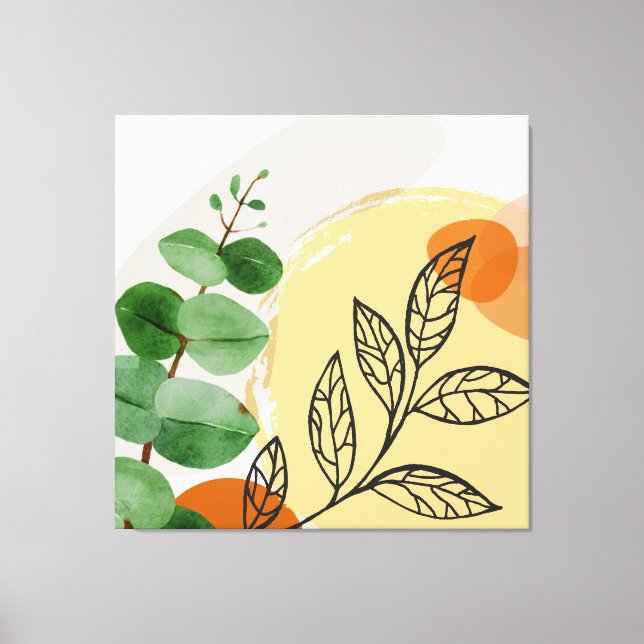 Toile Botanique Boho Green Orange (Recto)
