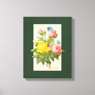 Toile Botanique Rose-Jaune