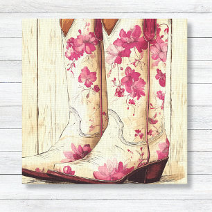 Toile Bottes de poules à fleurs roses - Décor pour fille