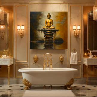 Toile Bouddha sur pierres empilées