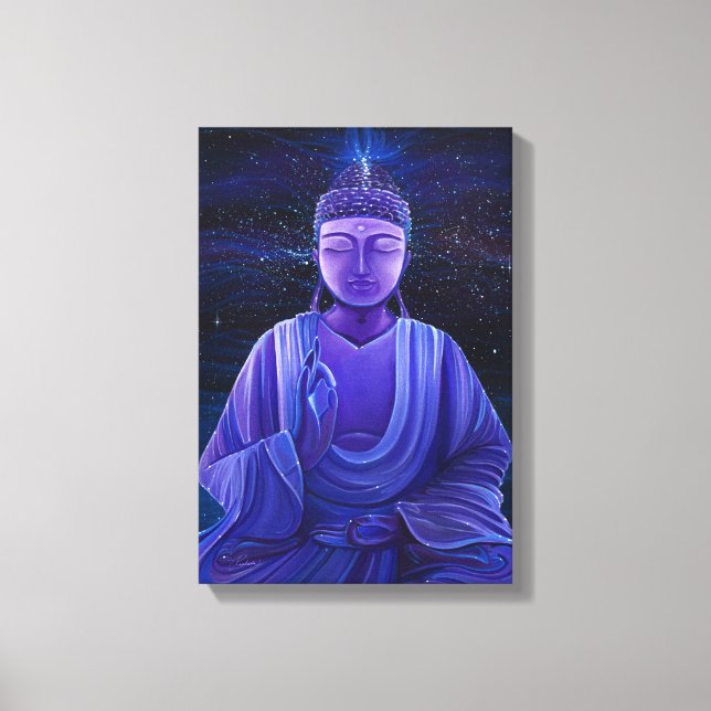 Toile Bouddha violet Universe Galaxy peinture murale (Recto)