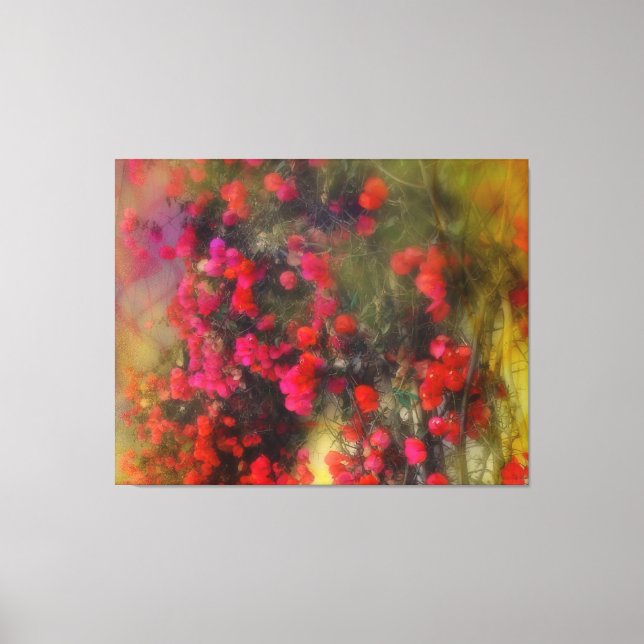 Toile Bougainvilliers rouges Fleurs Impressionnisme Art  (Recto)