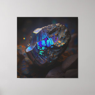 Toile Boulder Opal Ore Macro, Gemstone Vibrant