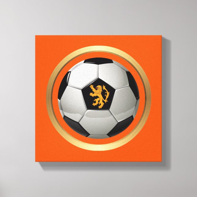 Toile Boule de football Pays-Bas, Lion hollandais sur or (Recto)