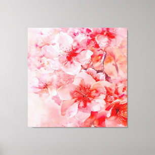 Toile Boules de fleurs de cerisier d'aquarelle