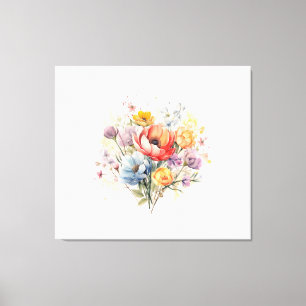 Toile Bouquet coloré d'aquarelle Abstraite