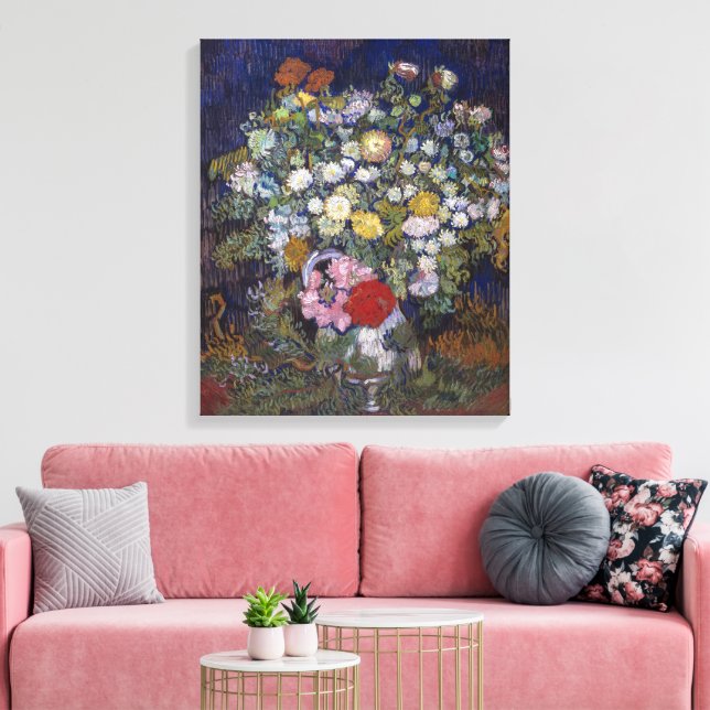 Toile Bouquet de fleurs dans un vase | Van Gogh | (Insitu(Salon))