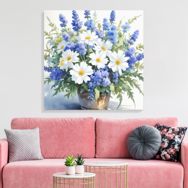 Toile Bouquet de fleurs Elégante aquarelle (Insitu(Salon))