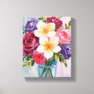 Toile Bouquet de fleurs peinture florale aquarelle