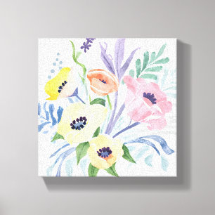 Toile Bouquet de fleurs printanières   Aquarelle florale