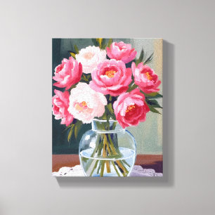 Toile Bouquet de pivoines Fleurs de vase rose floral a