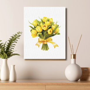 Toile Bouquet de tulipes jaunes Fleur floral