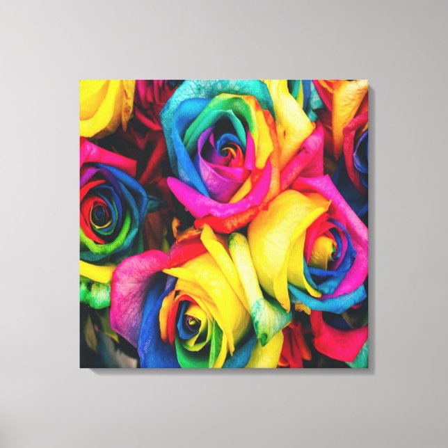 Toile Bouquet Rose arc-en-ciel (Recto)