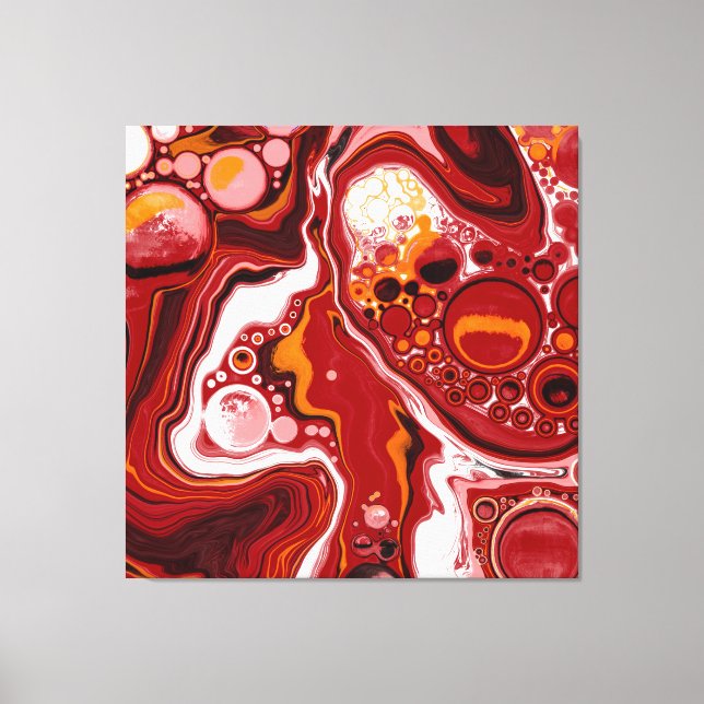 Toile Bourgogne et blanc Digital Fluid Art (Recto)