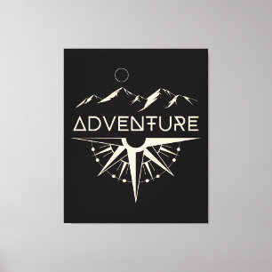 Toile Boussole d'aventure Montagnes
