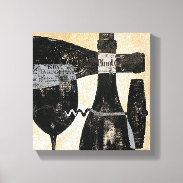 Toile Bouteille de vin et verre (Recto)