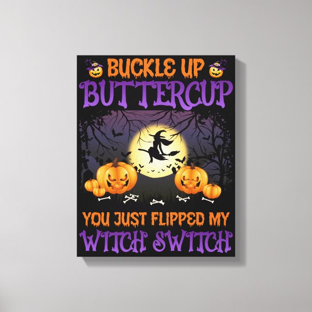 Toile Bouton d'interrupteur de sorcière d'Halloween vers (Recto)