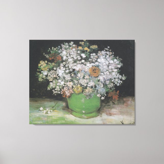 Toile Bowl avec Zinnias et autres fleurs (Recto)