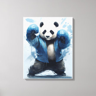 Toile Boxe Panda Êtes-Vous Prêt Panda Bleu Art