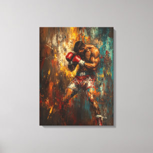 Toile Boxeur Abstrait en Action - Art Sportif Puissant