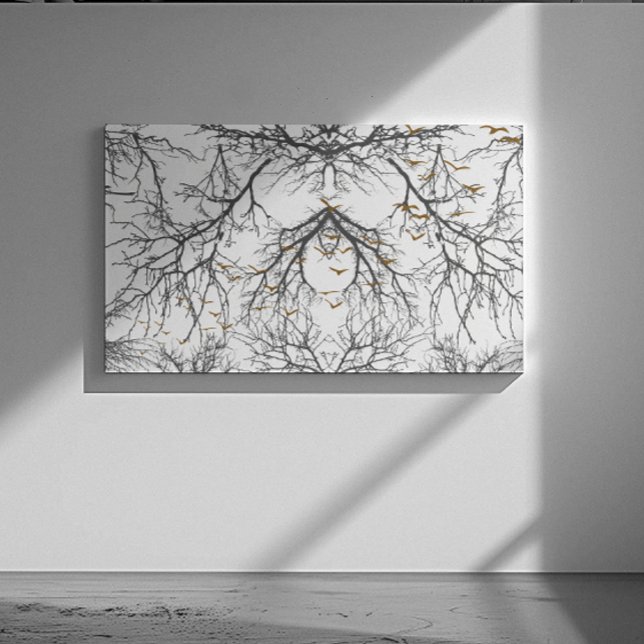 Toile Braches foncées et arbres aux oiseaux dorés (Créateur téléchargé)