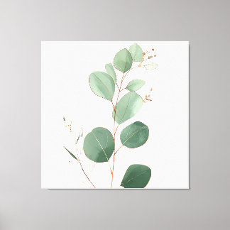 Toile Branche d'eucalyptus élégante ligne dorée botaniqu