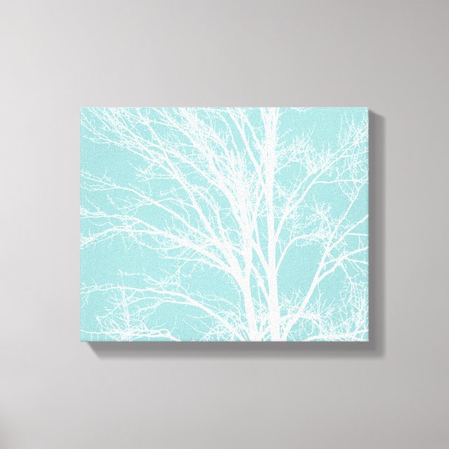 Toile Branches d'arbre blanc bleu rustique (Recto)