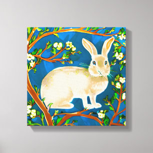 Toile Branches de lapin sauvage et de fleurs