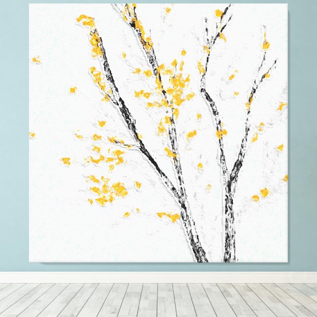 Toile Branches de l'arbre d'automne avec feuilles de aut (Insitu (Plancher de Bois))