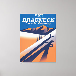 Toile Brauneck Bavière, affiche de ski vintage.