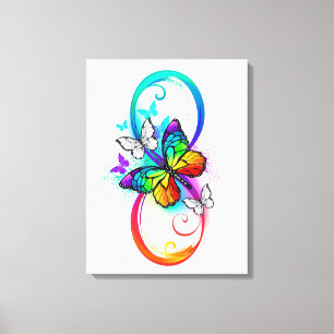 Toile Bright infinity with rainbow butterfly