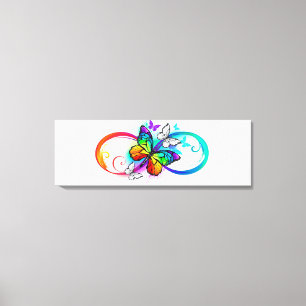 Toile Bright infinity with rainbow butterfly