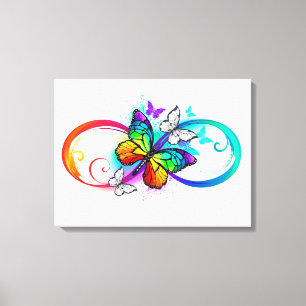 Toile Bright infinity with rainbow butterfly