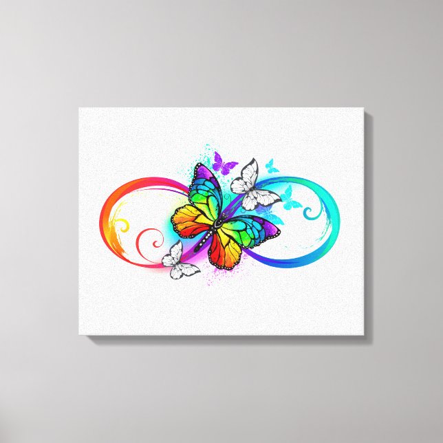 Toile Bright infinity with rainbow butterfly (Recto)