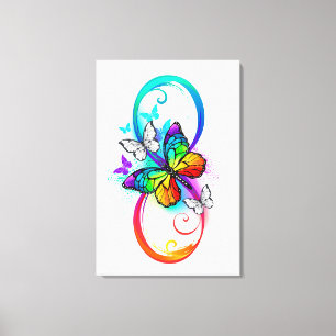 Toile Bright infinity with rainbow butterfly