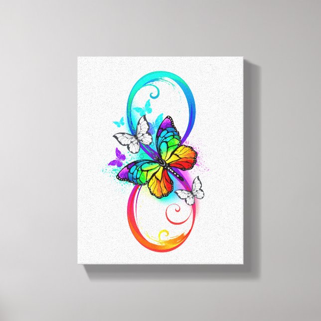 Toile Bright infinity with rainbow butterfly (Recto)