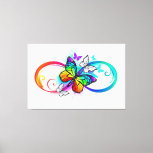 Toile Bright infinity with rainbow butterfly