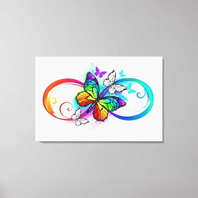 Toile Bright infinity with rainbow butterfly (Recto)