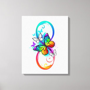 Toile Bright infinity with rainbow butterfly