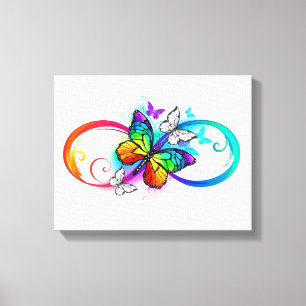 Toile Bright infinity with rainbow butterfly