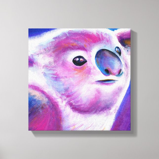 Toile Brillant violet Koala animal visage art (Recto)