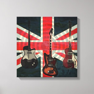 Toile British Union Jack Flag Rock Roll Electric Guitar