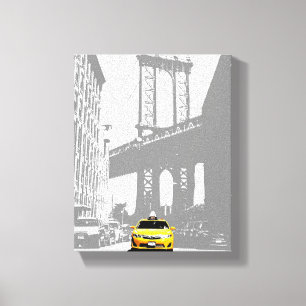 Toile Brooklyn Bridge New York City Taxi jaune Nyc