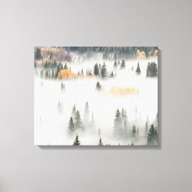 Toile Brouillard à l'aube sur une forêt de montagne (Recto)